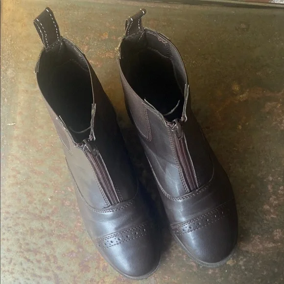 Riding Sport Dover Saddlery Kids Brown Provenance Leather Zip Paddock Boots 5 - Picture 7 of 13